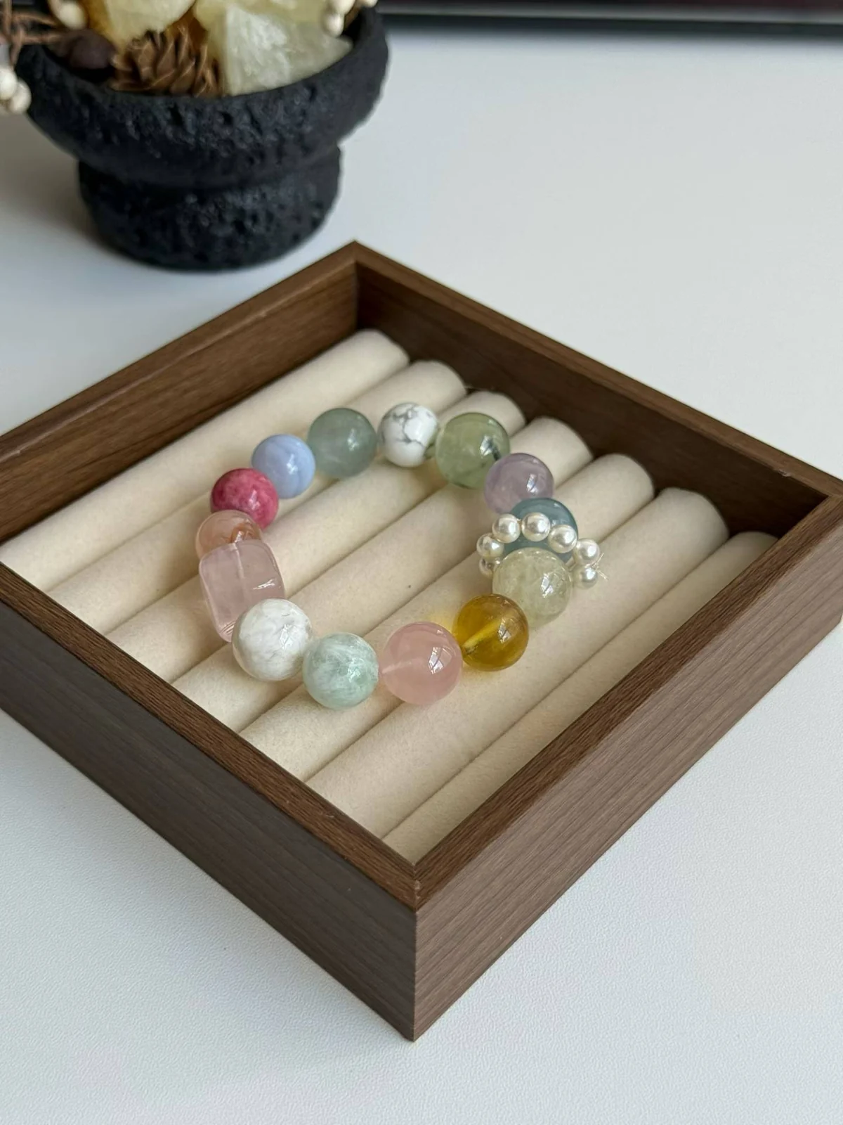 Real pastel mixed crystal bracelet reference